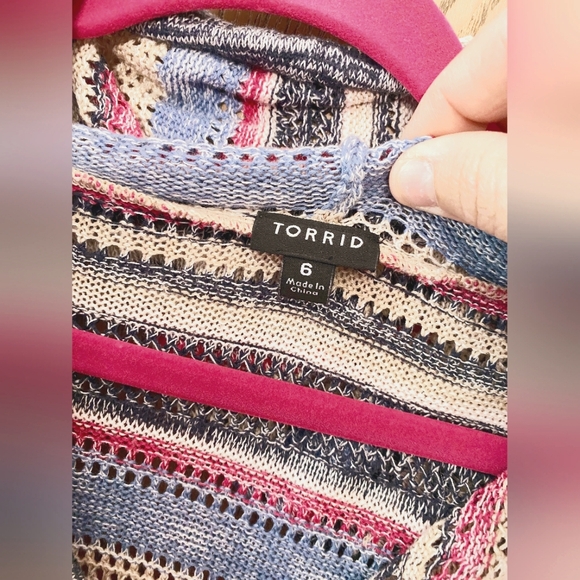 Cute Torrid Women's Plus Size Stripe Cold Shoulder Hoodie Knit Tunic- 6 6x 6xl - Picture 8 of 8